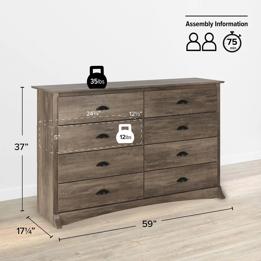 Prepac Commode à huit tiroirs