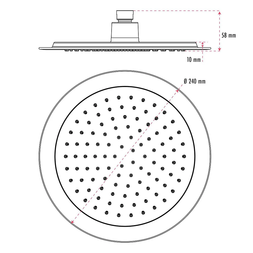 Ensemble de douche thermostatique d'akuaplus(MD) avec Déviateur 4 voies, 2 pommeaux de douche de 9.5 po ou simultanément avec arrêt, fini noir mat