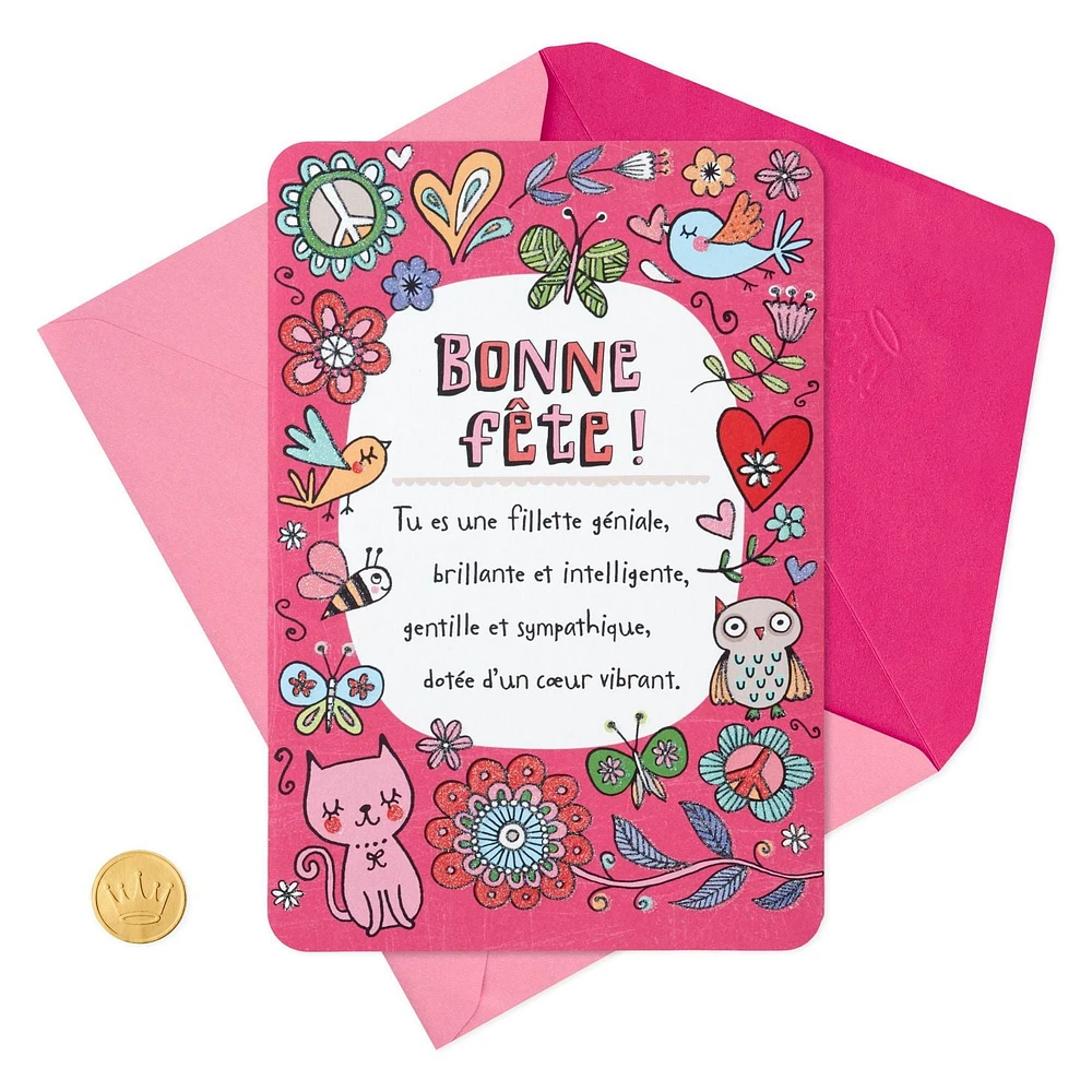 Hallmark Birthday Card for Girls (Doodle Stickers)