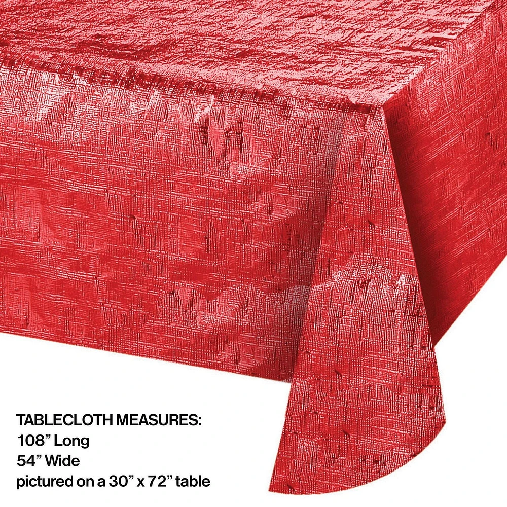 Nappe rouge métallique 108 po x 54 po, 1 ct