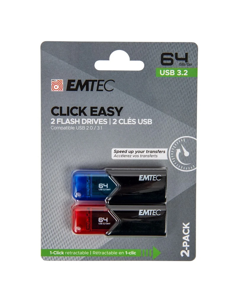 EMTEC USB3.2 B113 Click 64GB 2PK, EMTEC 3.2 64 Click 2PK