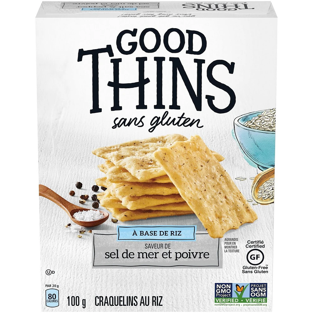 Good Thins, Sea Salt & Pepper, Gluten Free Rice Crackers, 100 g