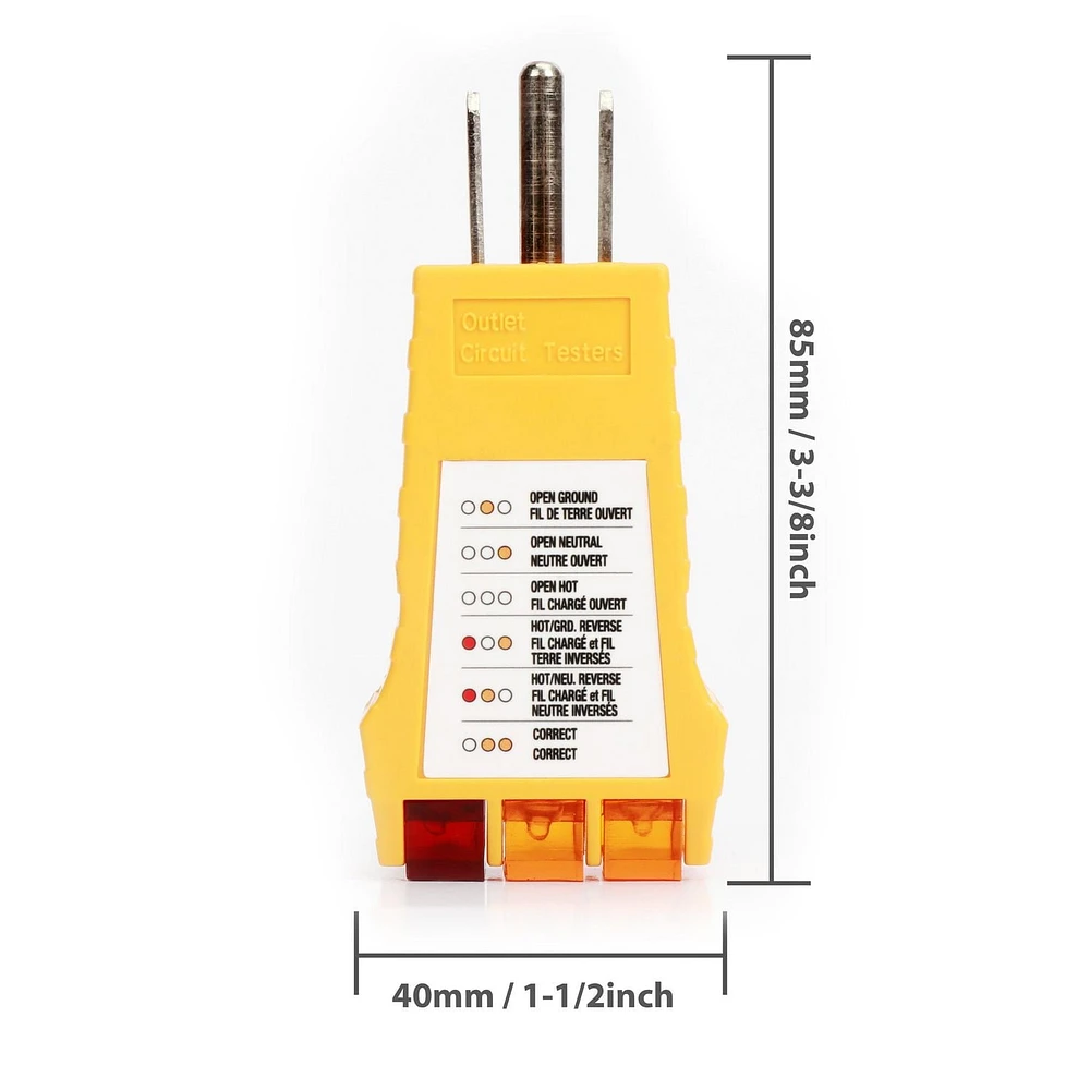 WorkPro 3 Wire Outlet Circuit Receptacle Tester, for Home and DIY Use