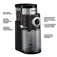 Krups Precise Stainless Steel Flat Burr Grinder 8oz