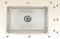 American Imaginations 31-in. Évier de cuisine en acier inoxydable approuvé par W CSA avec 1 bol et calibre 18