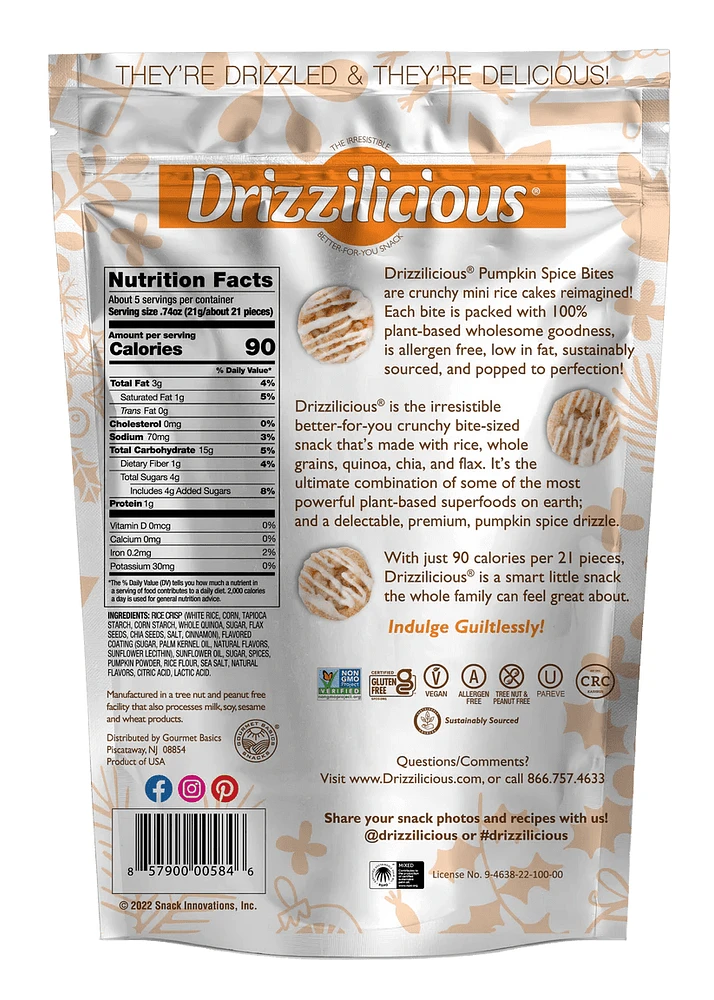 Drizzilicious L - Bites Pumpkin Spice GF 113g, Drizzilicious L - Bites Pumpkin Spice GF 113g