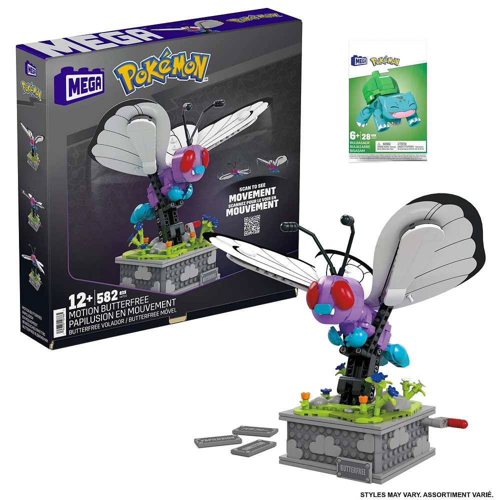 MEGA Pokémon Bundle - Motion Butterfree (605 Pieces) and Make & Take Pokemon Pack (Characters May Vary)