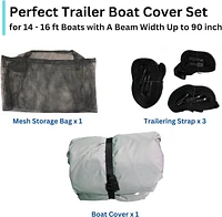 Boat Cover 14' to 16' V Hull 68'' Grey