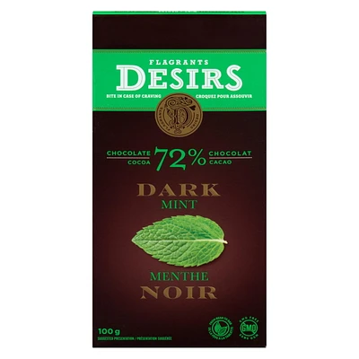 Flagrants Désirs Tablette de chocolat noir (72% cacao) à la menthe 100g