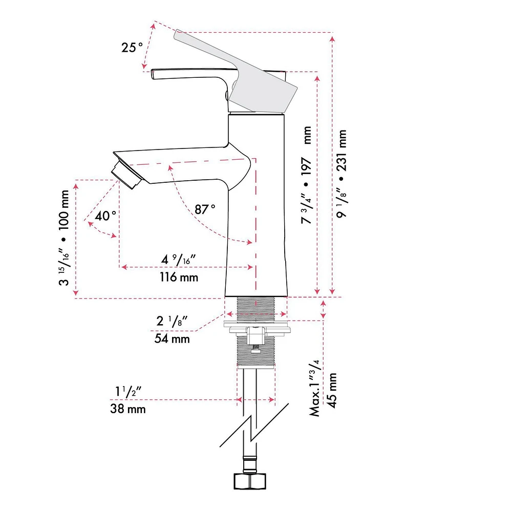 Le Robinet de Lavabo Mono trou rond d'akuaplus®