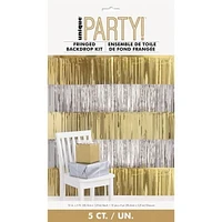 Modern Christmas Gold & Silver Foil Fringe Garland Photo Backdrop Kit 4 ft, 5 ct