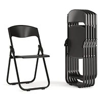6 Pk. HERCULES Series 500 lb. Capacity Heavy Duty Black Plastic Folding Chair with Built-in Ganging Brackets
