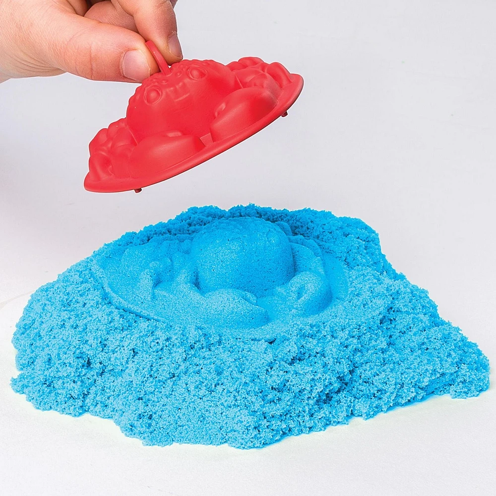 Kinetic Sand, Sandbox Playset with 1lb of Blue Kinetic Sand and 3 Molds, for Ages 3 and Up