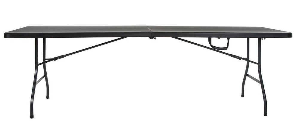 Cosco Deluxe 8 Foot X 30 Inch Fold-in-Half Blow Molded Folding Table, White