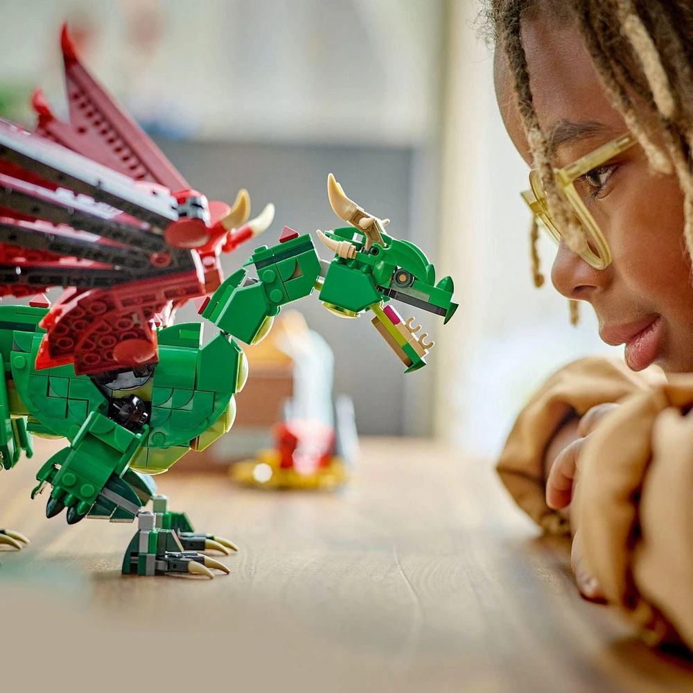LEGO Creator 3 in 1 Medieval Dragon Toy - Building Toy with 3 Build Options, Dragon, Sea Serpent, or Phoenix - Fantasy Set for Kids, Boys and Girls, Ages 9+ - Gift Idea for Birthdays - 31161