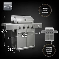 Kenmore - Gril à gaz à 4 brûleurs et brûleur latéral SEARING - Tout en acier inoxydable