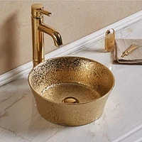 American Imaginations -in. W Above Counter Gold Bathroom Vessel Sink For Deck Mount Deck Mount Drilling AI