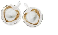 Double Double Coeur Amour Tasse à Café 250 ml Ensemble de 2