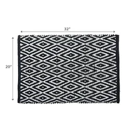Handwoven Diamond Rug 20" X 32" Black