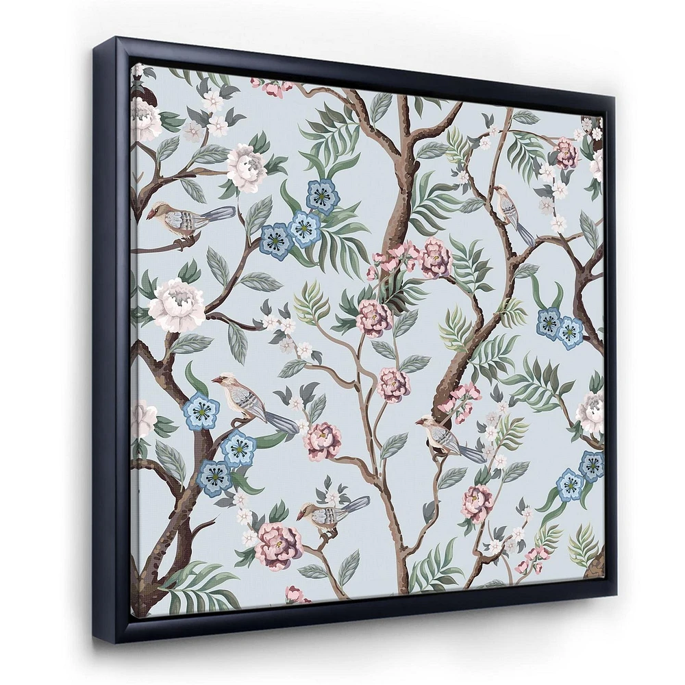Designart Chinoiserie Aux Oiseaux Et Pivoines X ART MURAL À CADRE FLOTTÉ