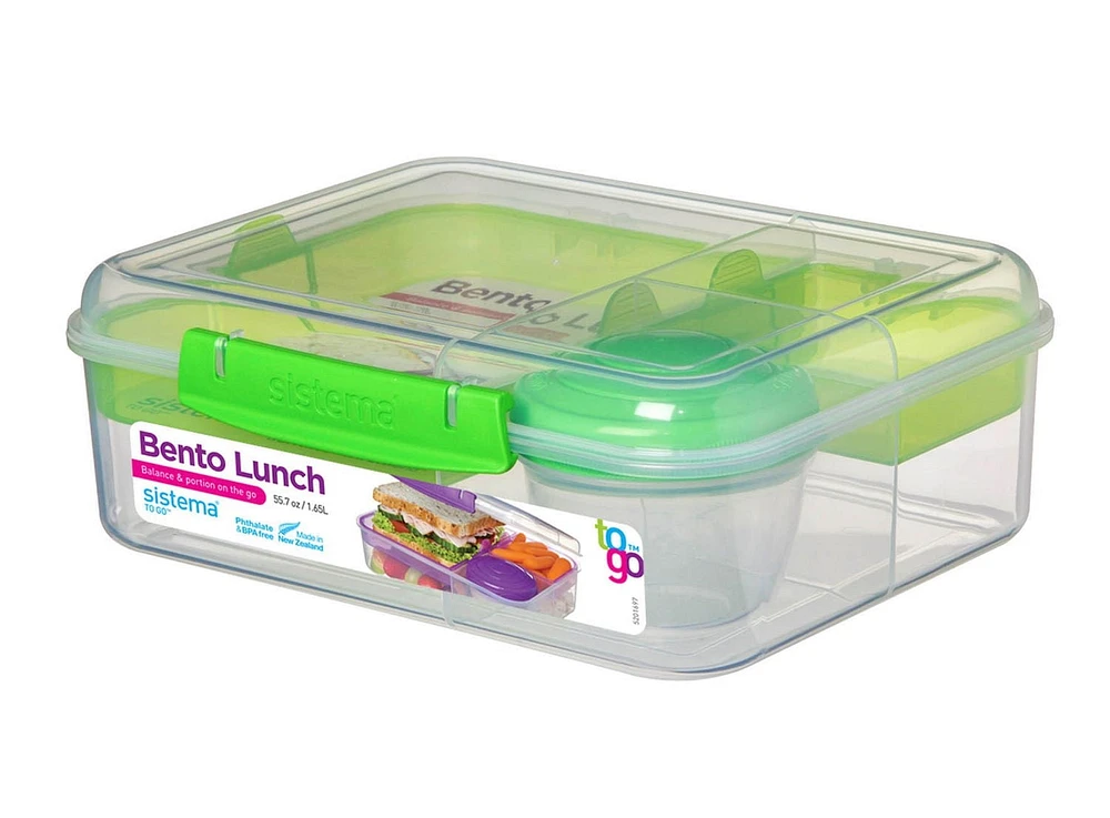 Bento et contenant pour aliments de la collection Sistema To Go, 6,9 tasses, clair, couleurs assorties 1,65 l, Les couleurs varier.