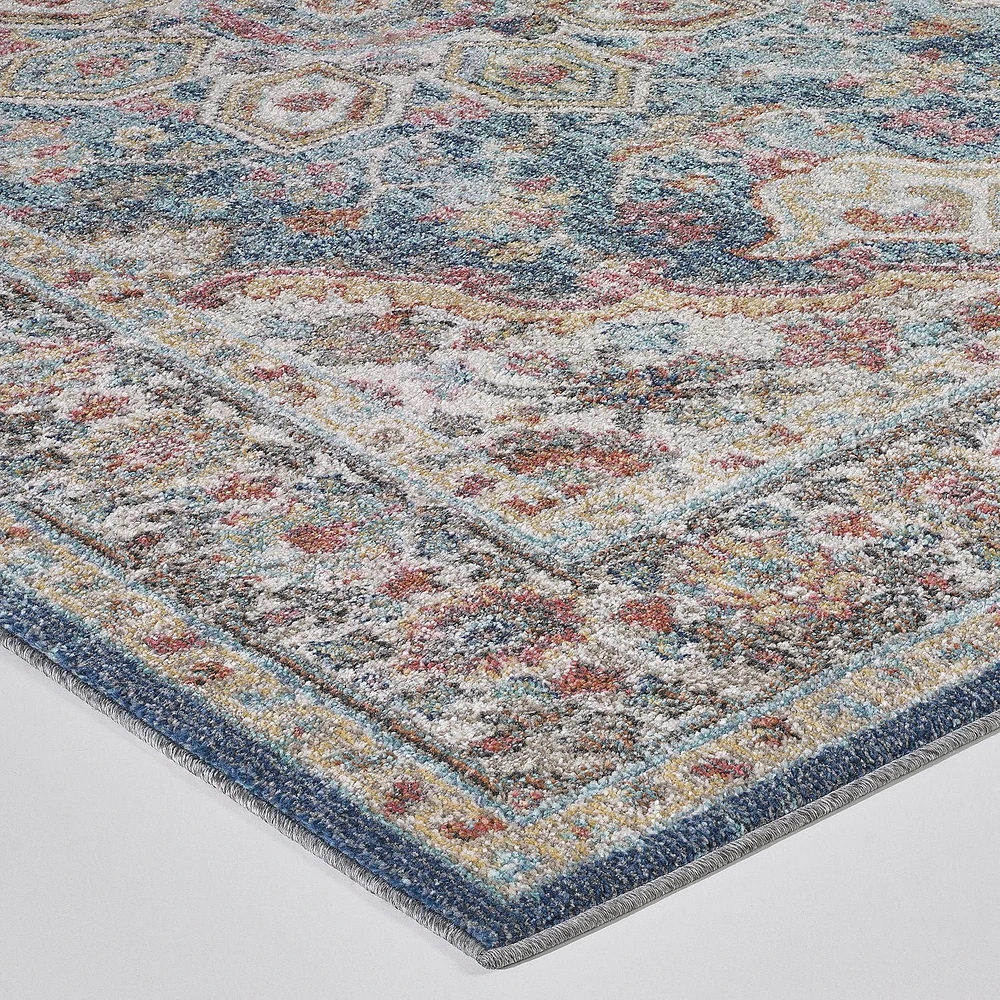 Tapis tissé rouge et bleu Cranfield rouillé