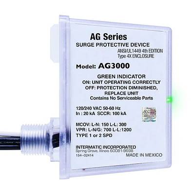 Intermatic Limiteur de surtension, 3 modes, 120/240 V CA, monophasé, type 1 ou type 2, pour extérieur