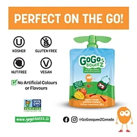 Compote de fruits GoGo squeeZ, pomme mangue, sans sucre ajouté. 90 g par gourde, emballage de 4 4 gourdes x 90 g (360 g)