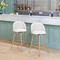 Homycasa Contemporary Set of 2 Counter Height Bar Stool Oak Finished Legs