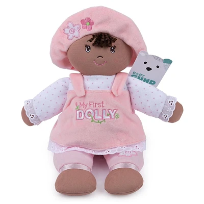 Baby GUND My First Dolly, Poupée en peluche pour bébés et tout-petits, rose/blanc, 33 cm