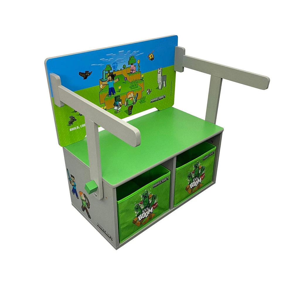 Ensemble banc et table pliables Minecraft avec boîtes de rangement