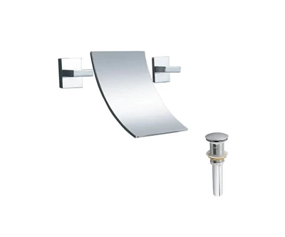 DROP Bath and Kitchen DR091447 Bathroom Sink Faucet with Unique shape in Chrome color from Waterfall series - includes Drain without overflow