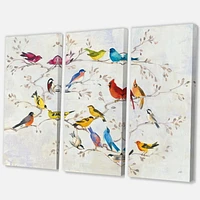 Designart Oiseau multicolore sur l'arbre Art mural sur toile