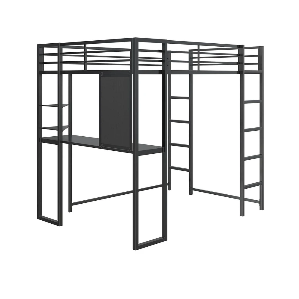 DHP Abode Full Size Metal Loft Bed, Black