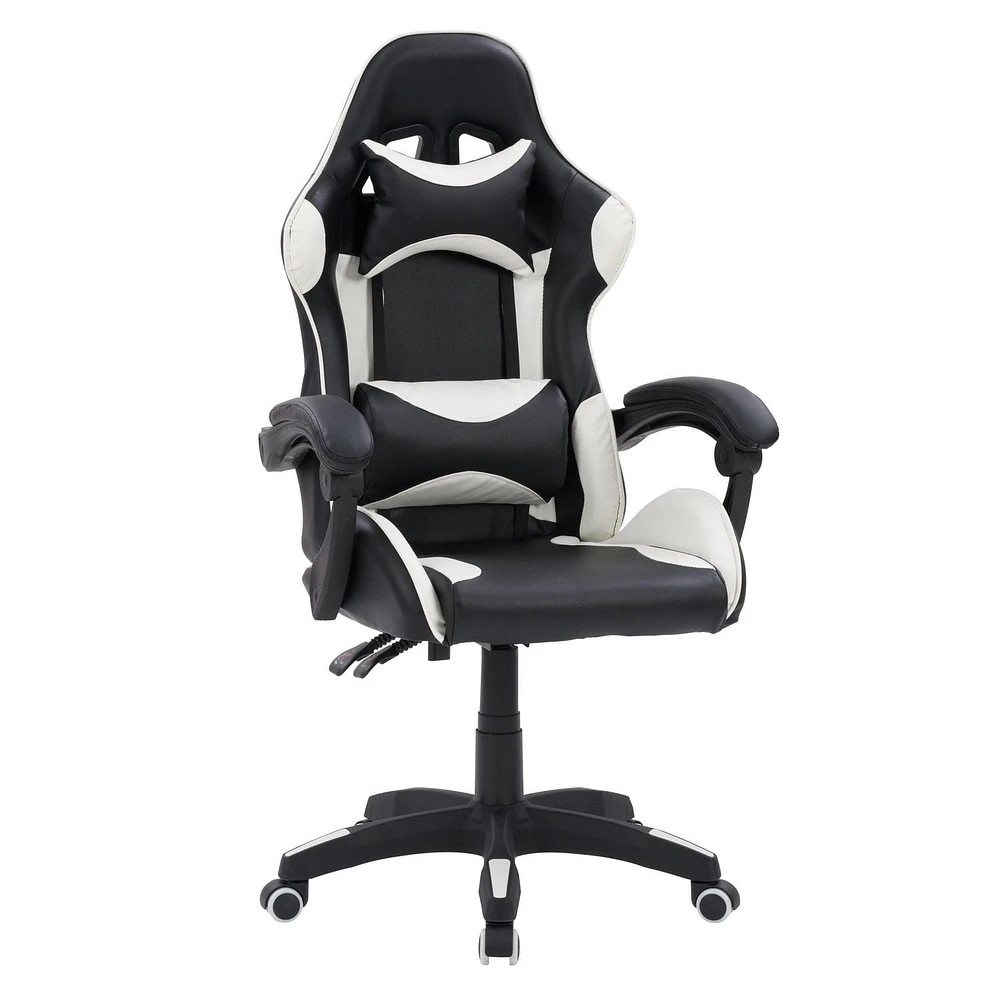 CorLiving Ravagers Vinyl PVC Fabric Ergonomic Adjustable Height Gaming Chair for Adults - High Back Computer Chair, Gamer and Video Game Chair
