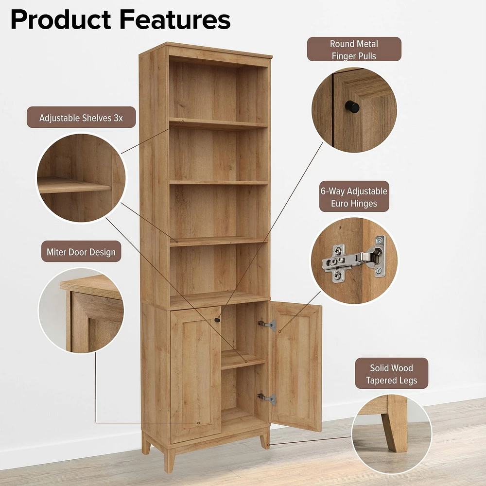 Prepac Yaletown White 23.75" W x 79.50" H x 12.25" Bookcase