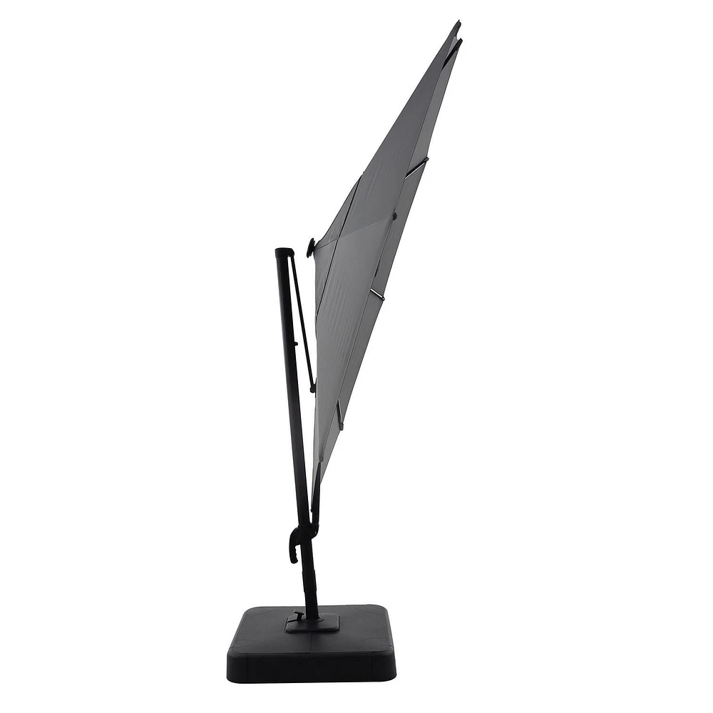 hometrends 11 ft. Round Offset Umbrella with LED Lights & Base, Weather-resistant fabric