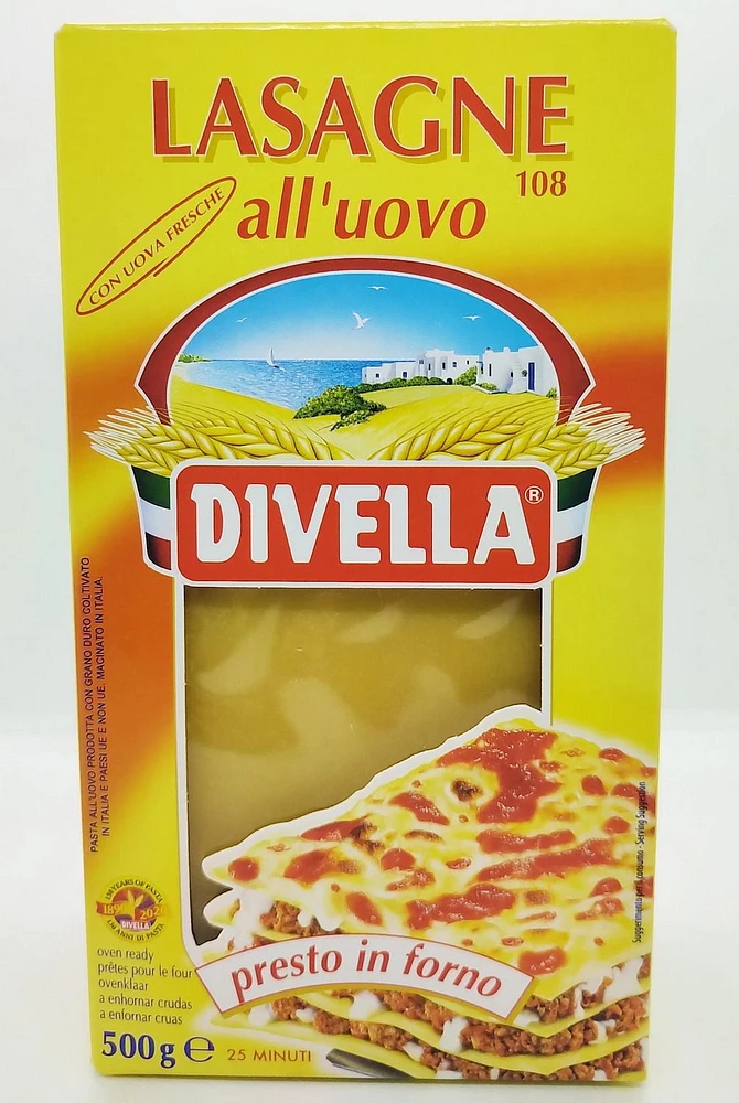 Divella Oven-ready Egg Lasagna Sheets Italian Pasta, 500 g