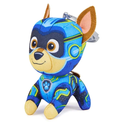 PAW Patrol : La Super Patrouille le film, Peluche miniature Chase Super Patrouille de 10 cm, animaux en peluche miniatures avec attache pour porte-clés, jouets pour garçons et filles à partir de 3 ans