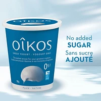 Oikos Fat Free Greek Yogurt, Plain, No Added Sugar, 750 g