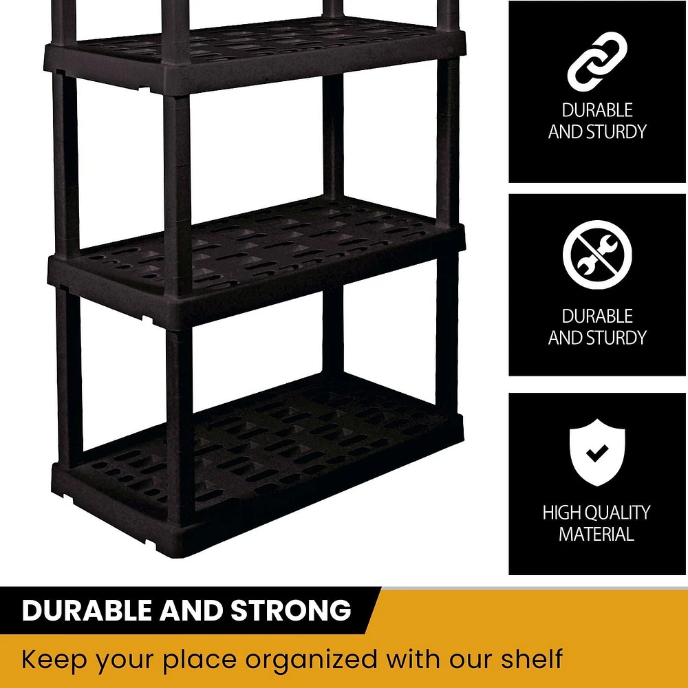 Hyper Tough Plastic Shelves Garage Shelving Unit for Basement and Home Use 5-Tier 74"H x 18'D x 36"W 2-Pack Black-750 Ibs Capacity