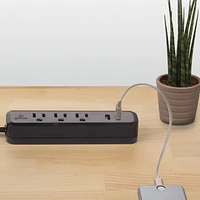 Rallonge multiprise protectrice de surtension USB Serie Designer de Global Electric à 3 prises de 6 pi