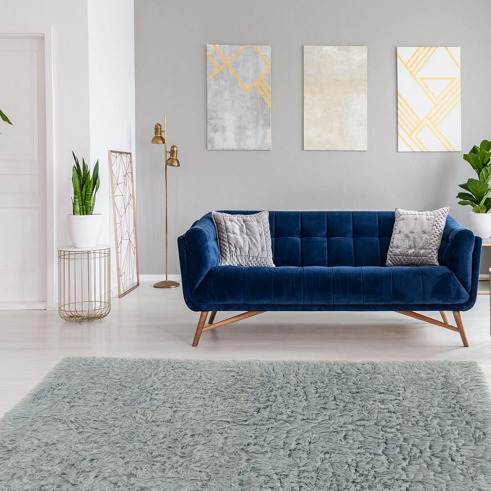 New Flokati 1400gr 8' x 10' Area Rug, Light Grey