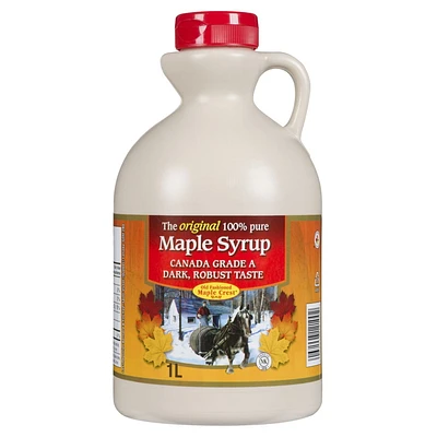 Old Fashioned Maple Crest - Canada Grade A Dark, Robust Taste - Pure Maple Syrup, 1 L