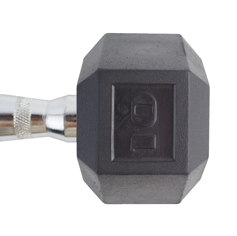 GoZone Rubber-Coated Hex Dumbbell – Black/Chrome