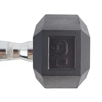 GoZone Rubber-Coated Hex Dumbbell – Black/Chrome