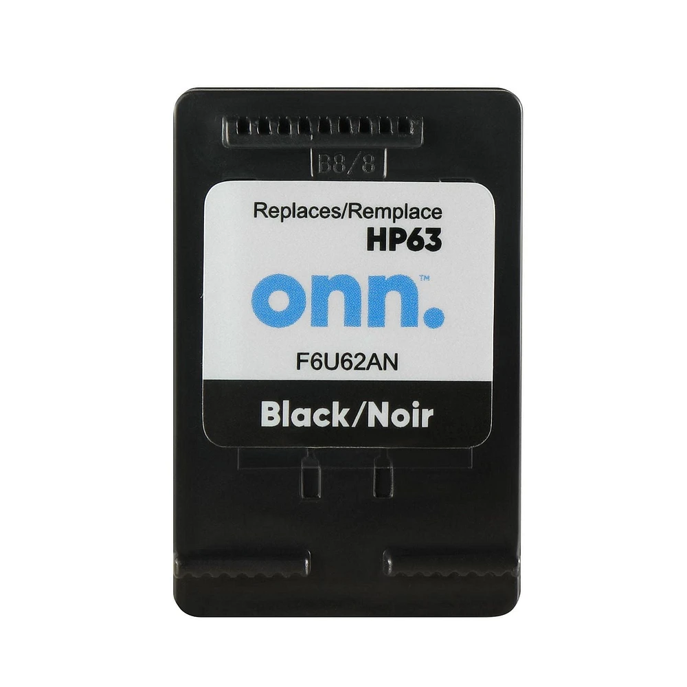 onn. Cartouche d'encre Noire remanufacturée HP 63, (360229723) Noir