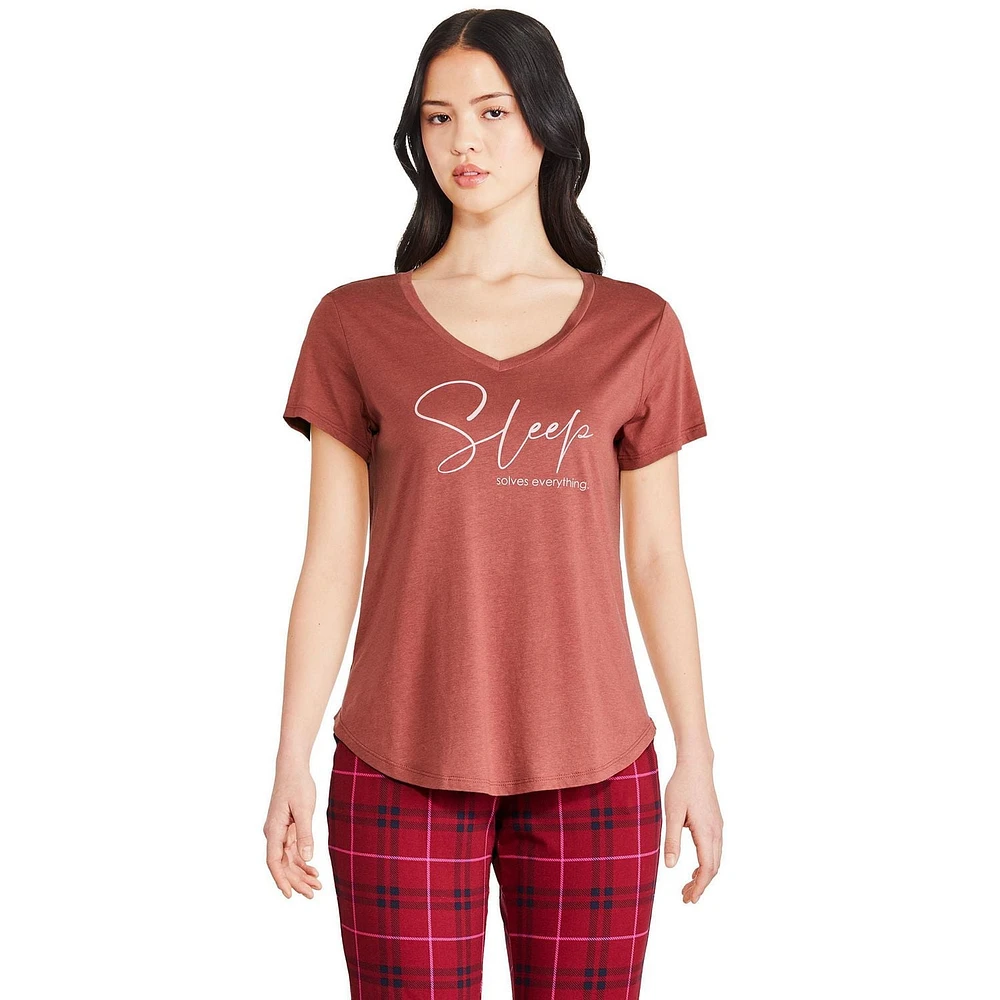 T-shirt de nuit avec encolure en V George pour femmes Tailles TP–TTG