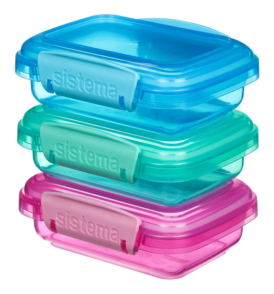 Sistema Lunch Collection Food storage Containers, Assorted Colours, 3 Pack