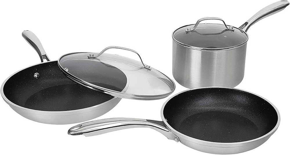 Granitestone 5-Piece Nonstick Silver Cookware Set Oven & Dishwasher Safe